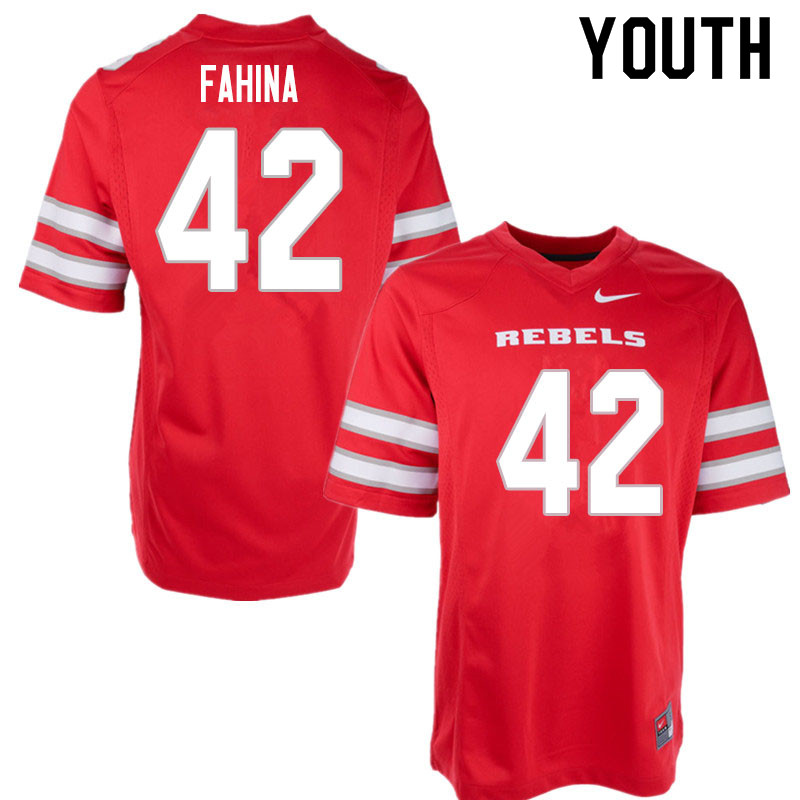 Youth #42 Naki Fahina UNLV Rebels College Football Jerseys Sale-Red - Click Image to Close